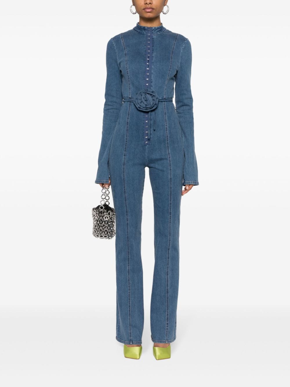 ROTATE Jumpsuit met bloemapplicatie - Blauw