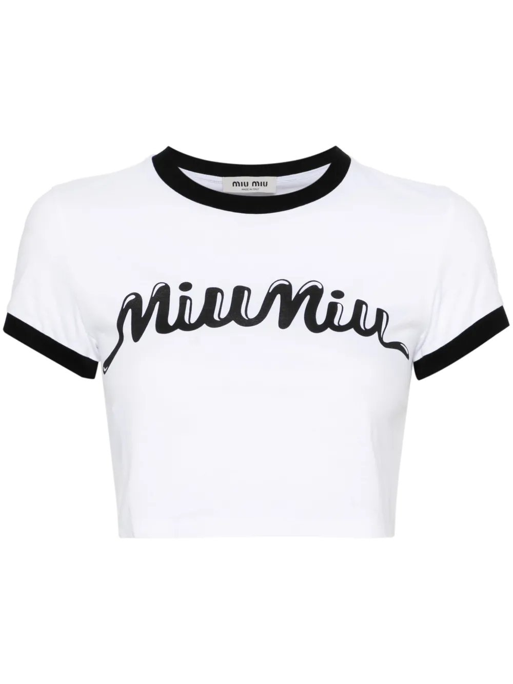 Miu Cropped T-shirt met logoprint Wit