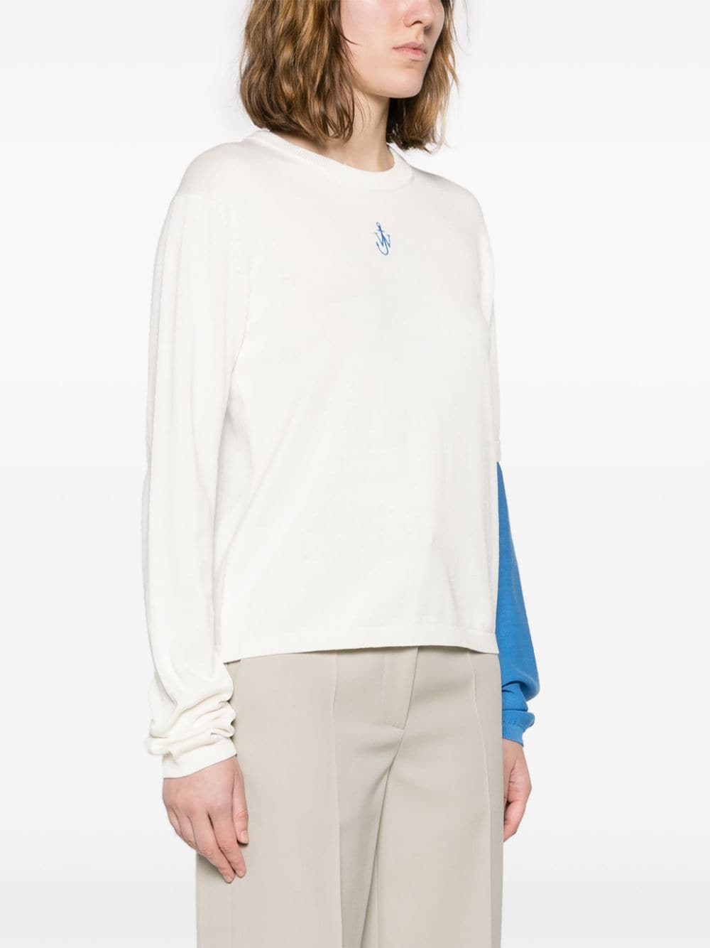 Shop Jw Anderson Logo-embroidered Long-sleeve Jumper In White