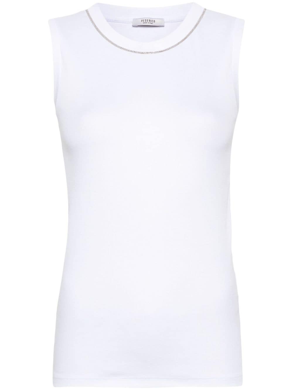 Shop Peserico Crystal-embellished Tank Top In White