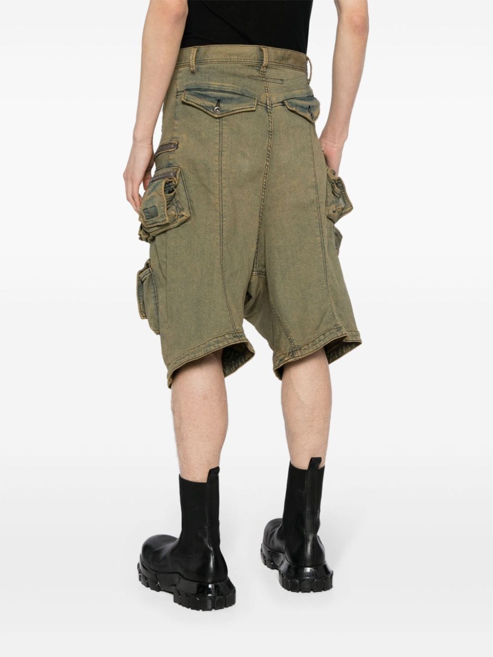 Shop Julius Drop-crotch Denim Cargo Shorts In Blue