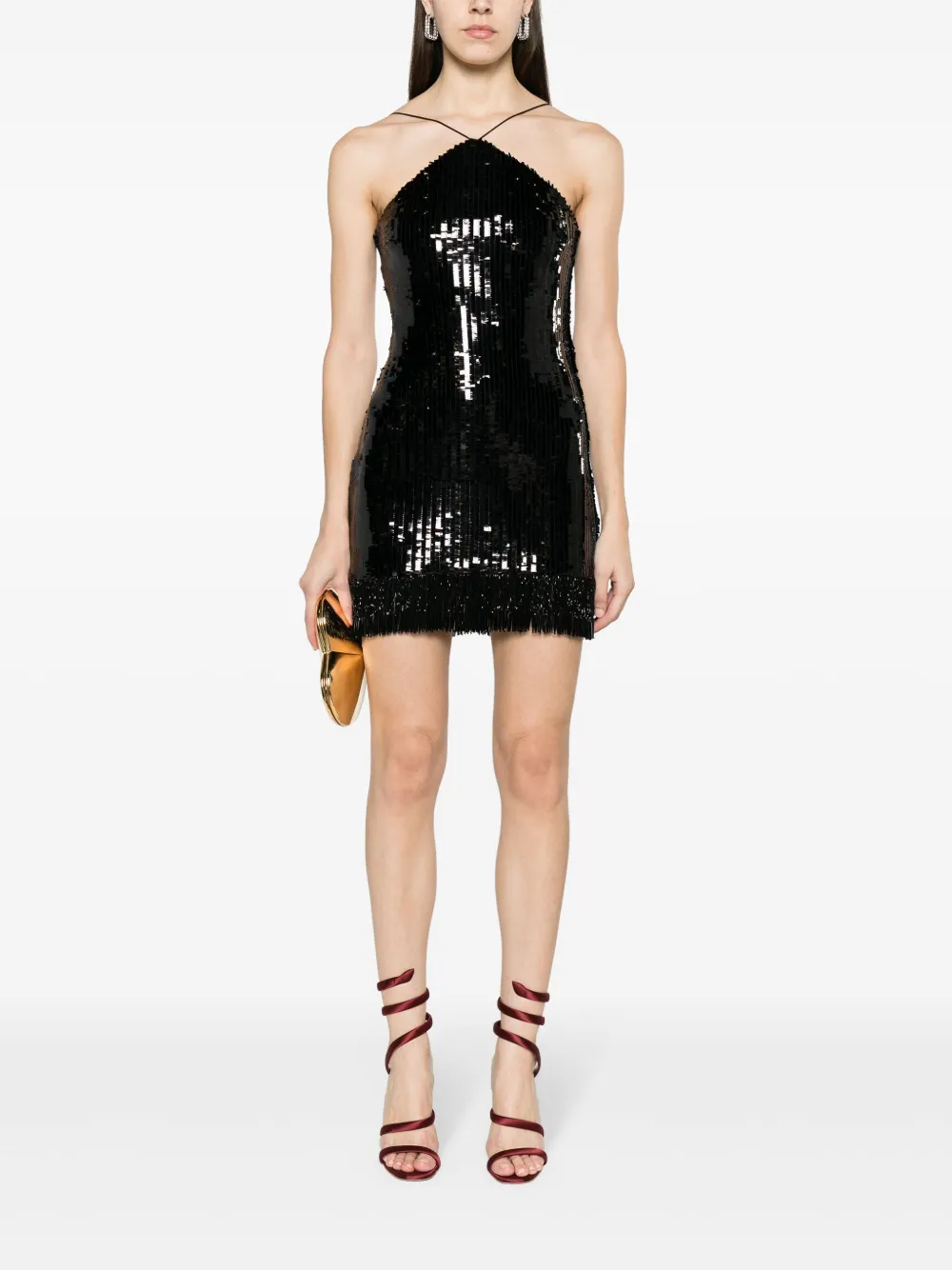 Shop Taller Marmo Pat Sequinned Mini Dress In Black