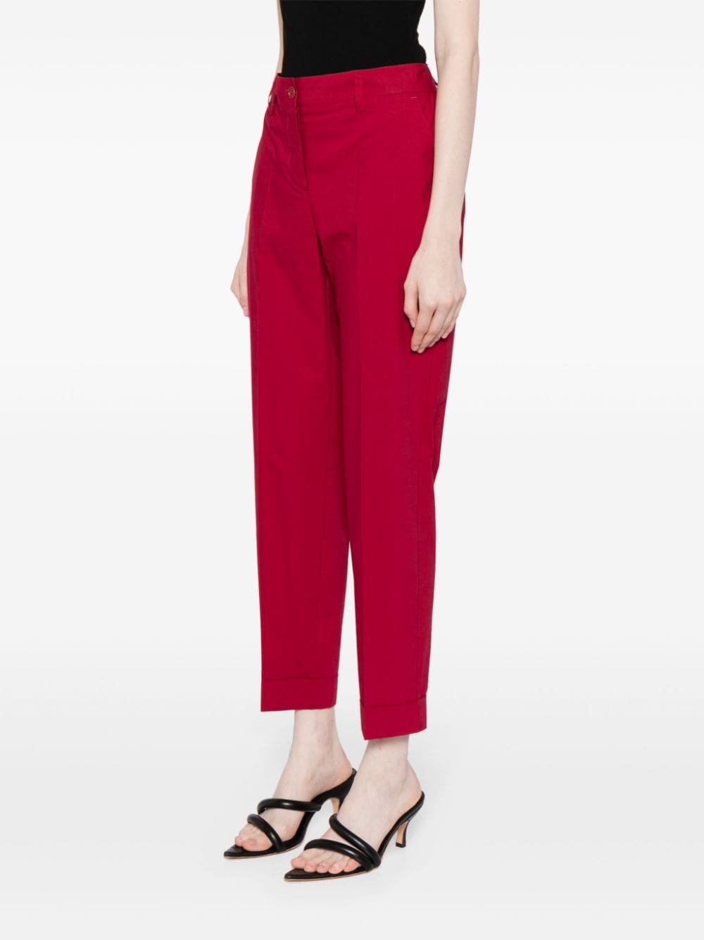 Shop P.a.r.o.s.h Cropped-leg Cotton Trousers In Red