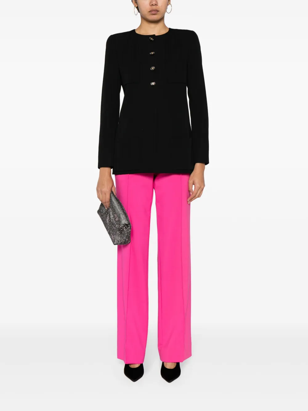CHANEL Pre-Owned 1990s-2000s CC-buttons collarless jacket - Zwart