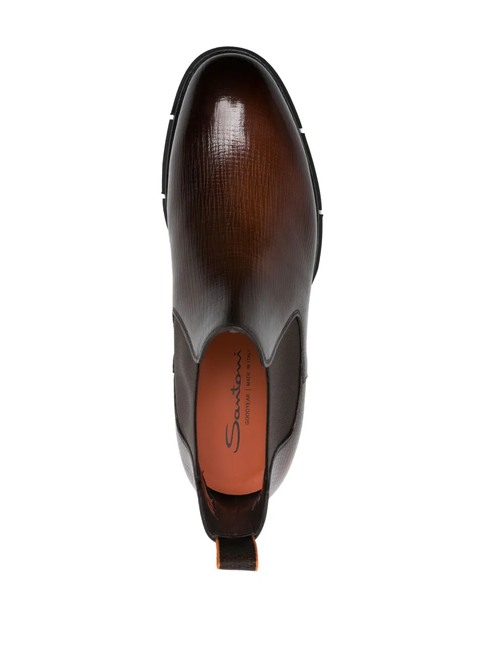 Santoni Textured Leather Chelsea Boots In Brown
