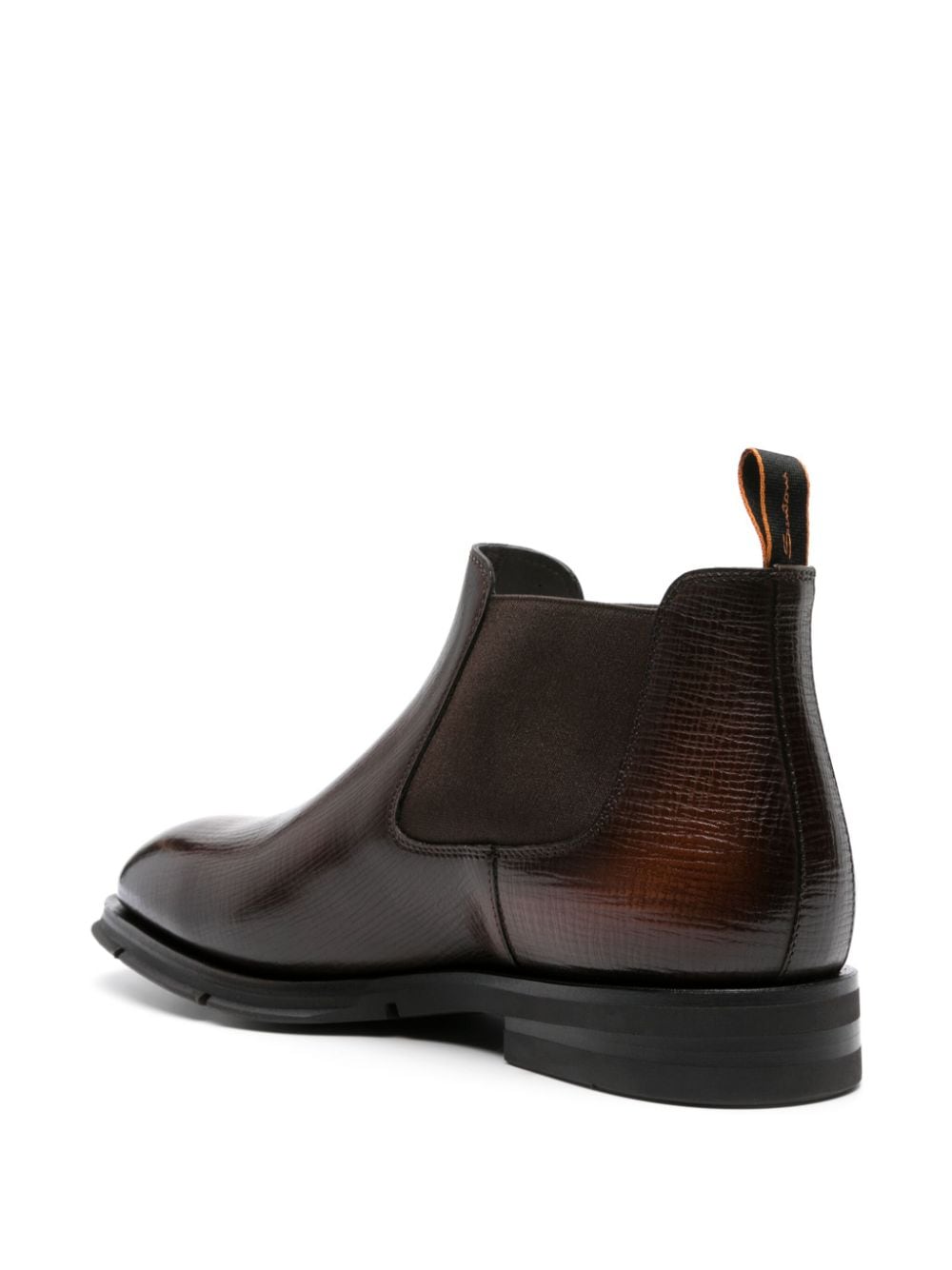 Shop Santoni Textured Leather Chelsea Boots In Brown