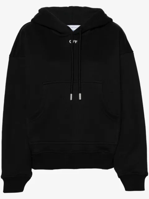 Off-White logo-embroidered cotton hoodie