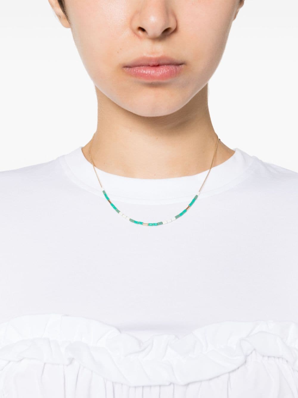 Shop Isabel Marant Bead-embellished Necklace In Green