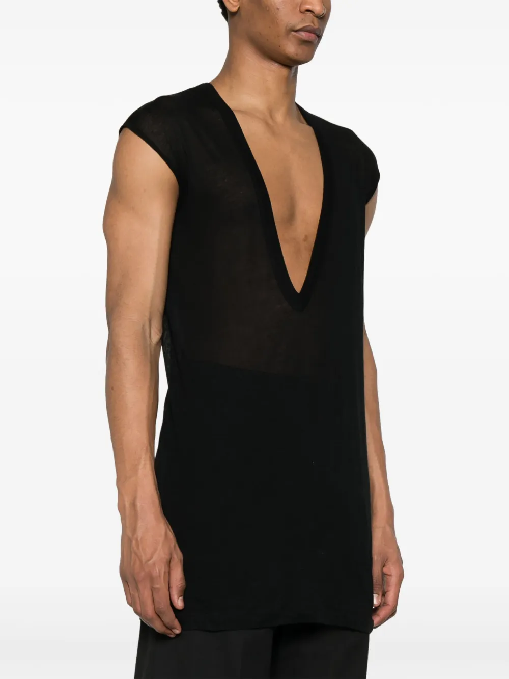 Shop Rick Owens Dyan Semi-sheer Cotton Top In Black