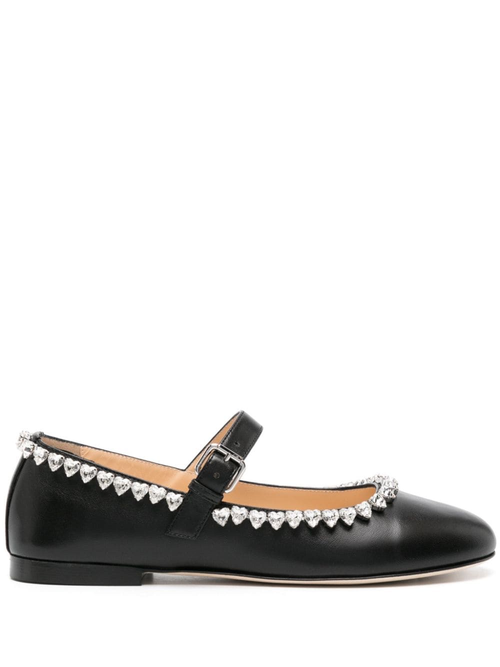 Shop Mach & Mach Audrey Crystal-embellished Ballerina Shoes In Schwarz