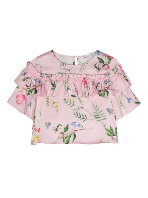 Monnalisa playera con estampado floral y volantes