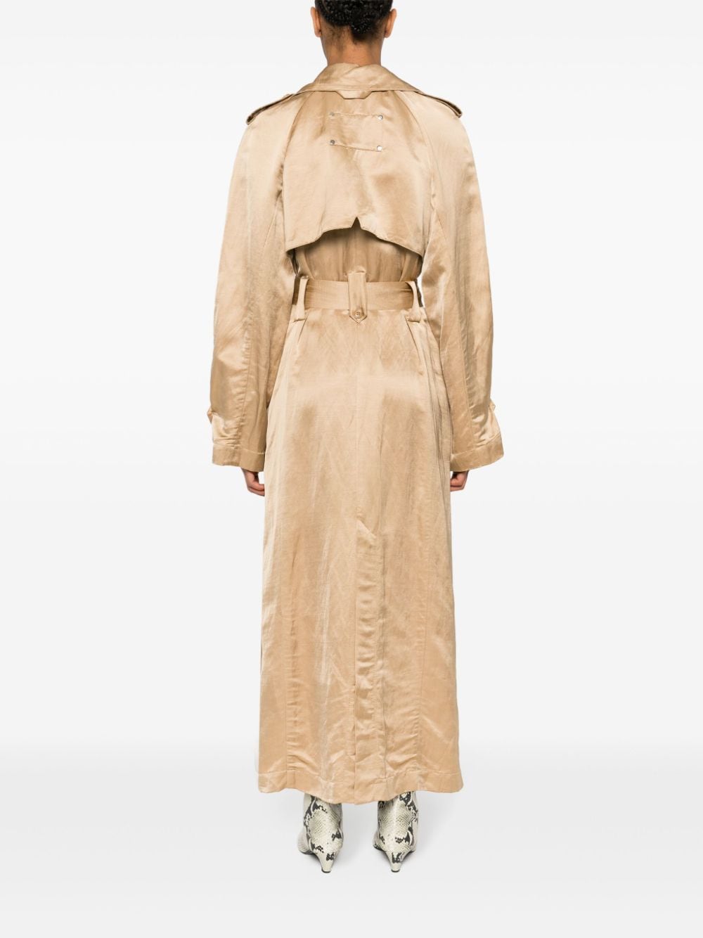 Shop Dorothee Schumacher Linen-blend Trench Coat In Brown