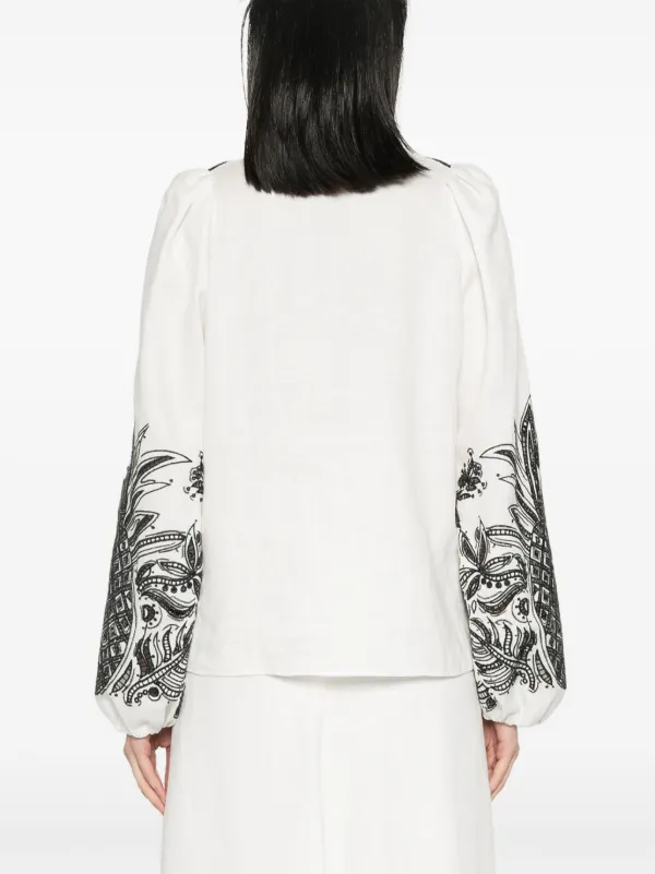Dorothee Schumacher レースアップ リネンブラウス | ホワイト 