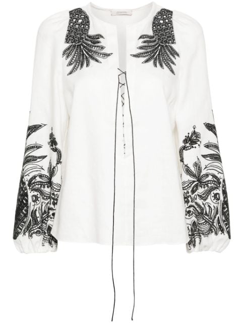 Dorothee Schumacher blusa con agujetas y piñas bordadas