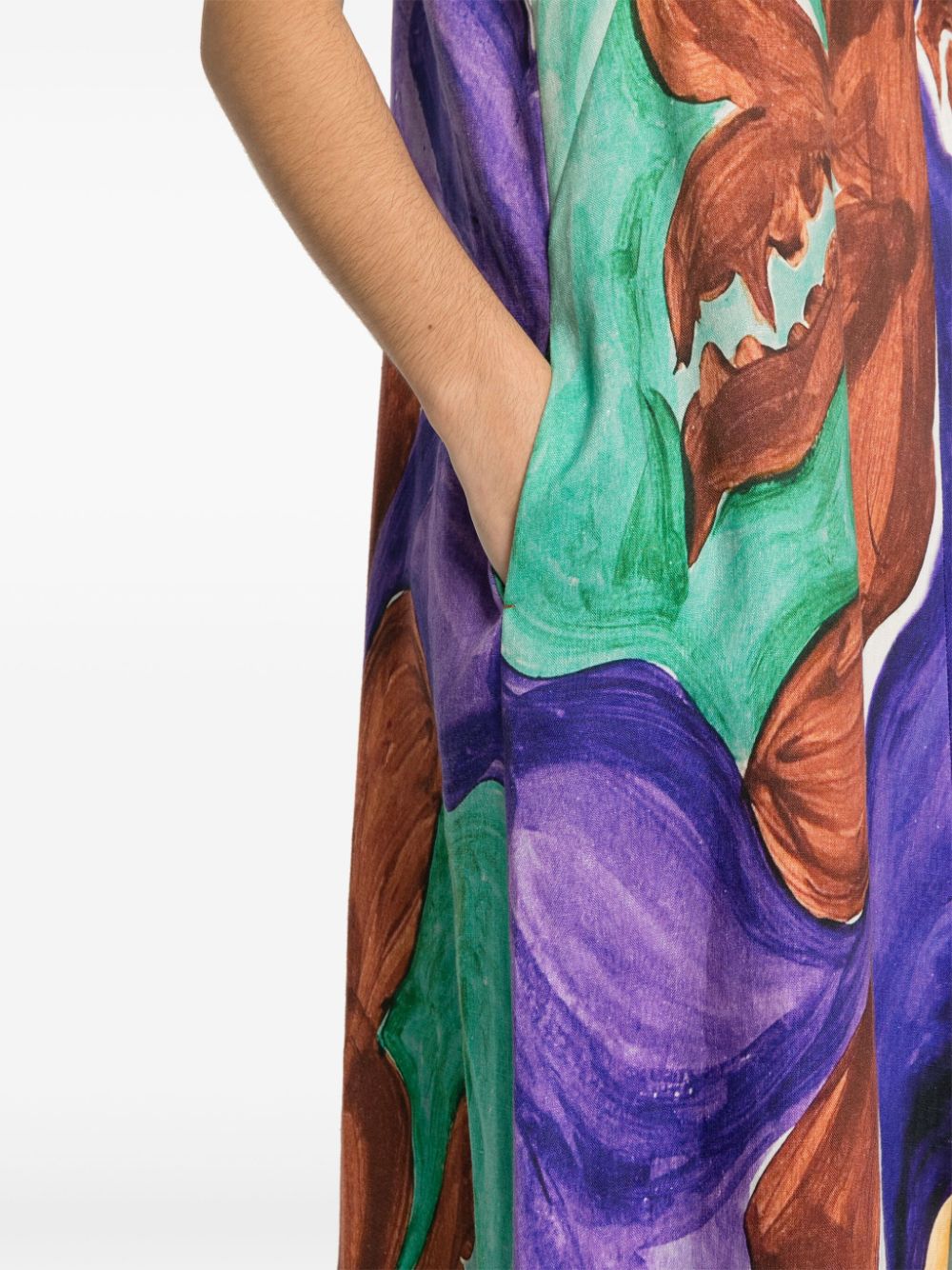 Shop Dorothee Schumacher Abstract-print Sleeveless Linen Maxi-dress In Purple