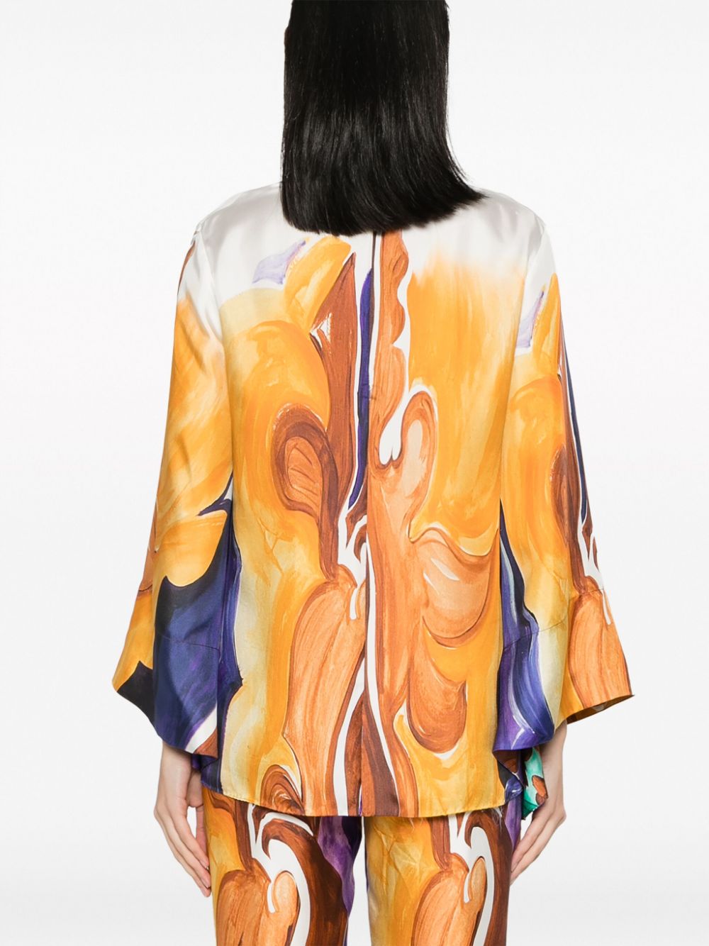 Shop Dorothee Schumacher Abstract-print Blouse In Orange