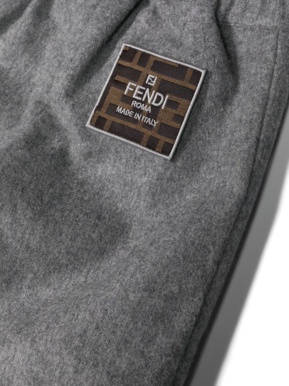 Shop Fendi Logo-patch Felted Track Pants In Grey