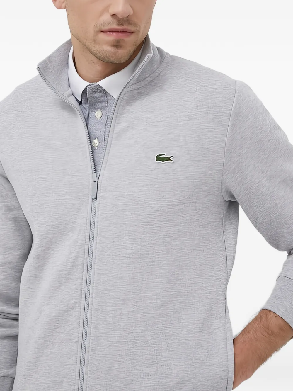 Lacoste Gebreid vest met kraag en rits Grijs