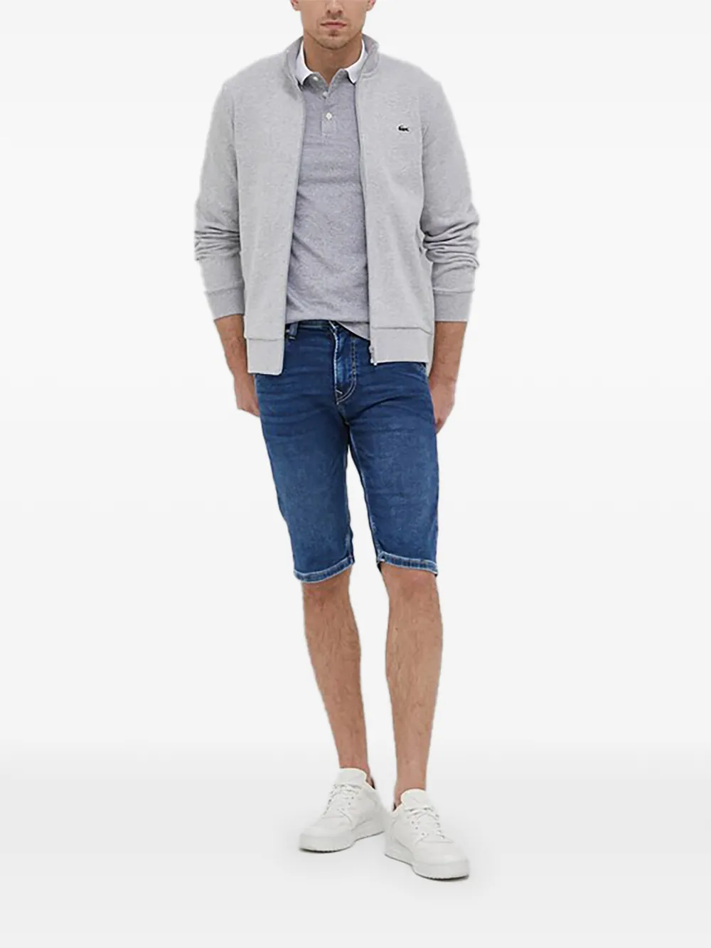 Lacoste Gebreid vest met kraag en rits Grijs