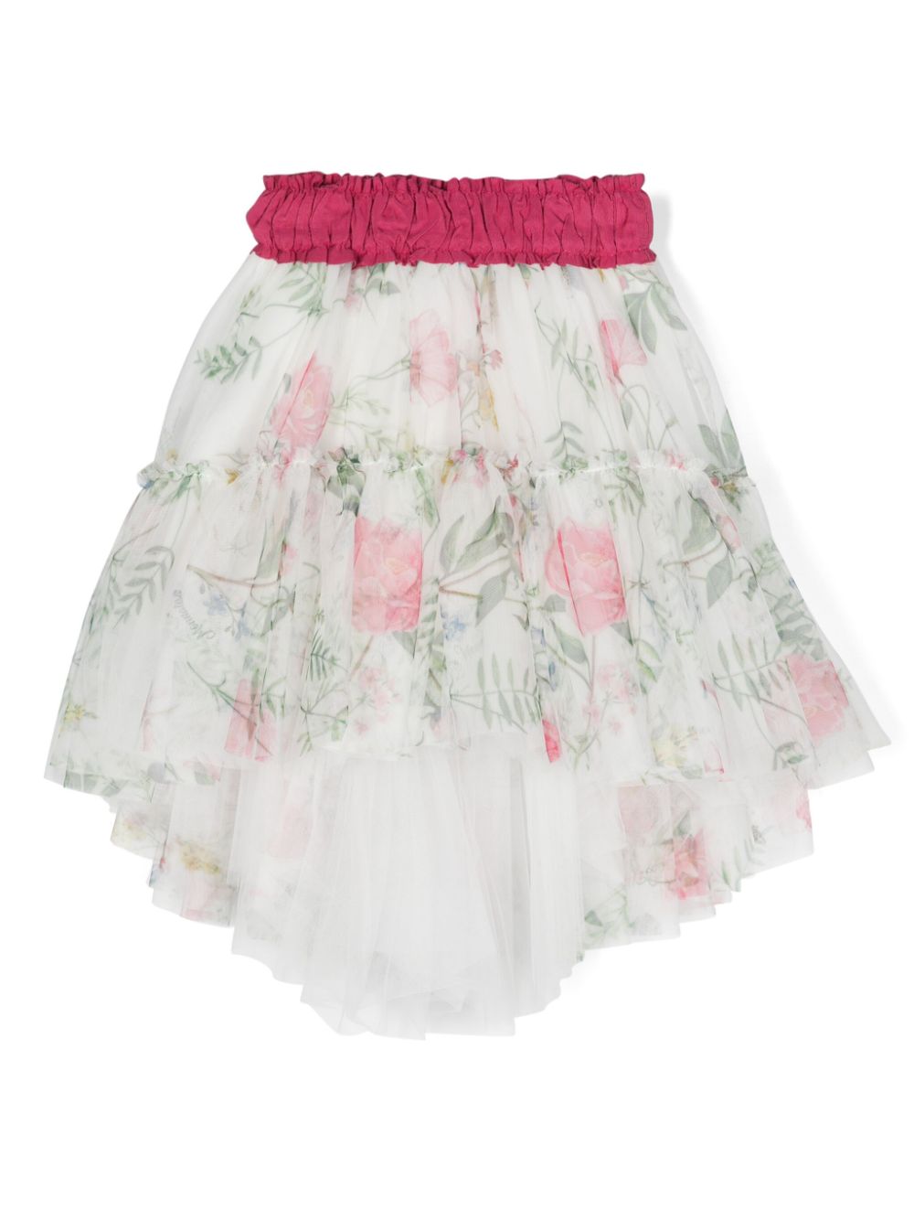 Monnalisa Kids' Floral-print Tutu Skirt In White