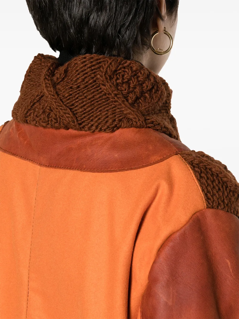 Pre-owned A.n.g.e.l.o. Vintage Cult 2000s Knitted-panelling Coat In 橘色