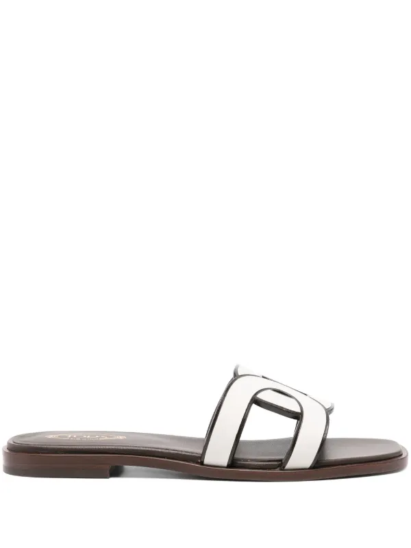 ＊TOD'S＊レザー&キャンバス サンダル バイカラー Tod's バイカラー レザーサンダル | ホワイト | FARFETCH JP
