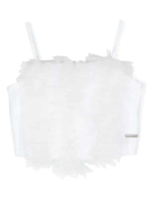 Monnalisa tulle-trim cotton tank top