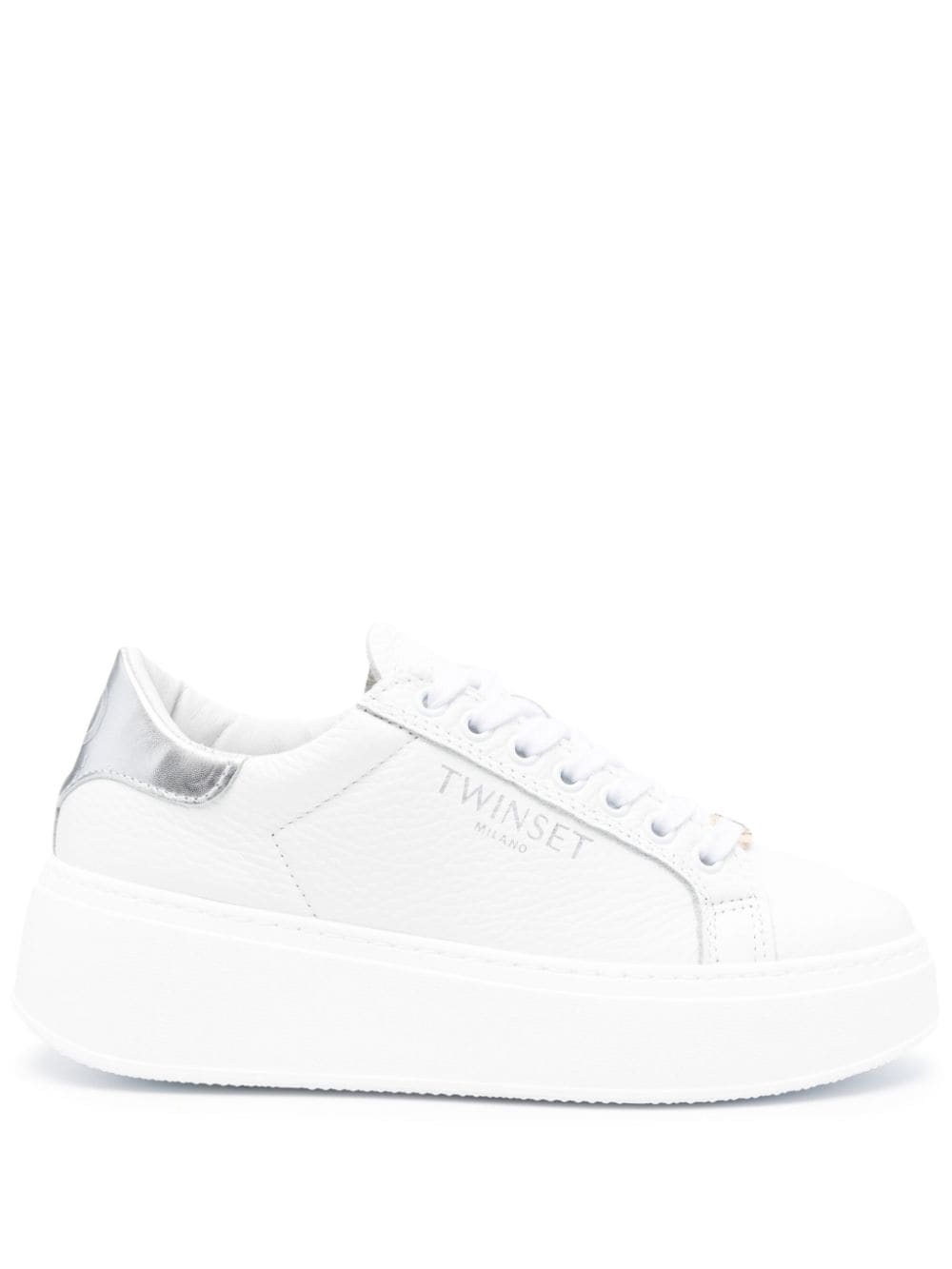 Twinset Platform Leather Sneakers In White
