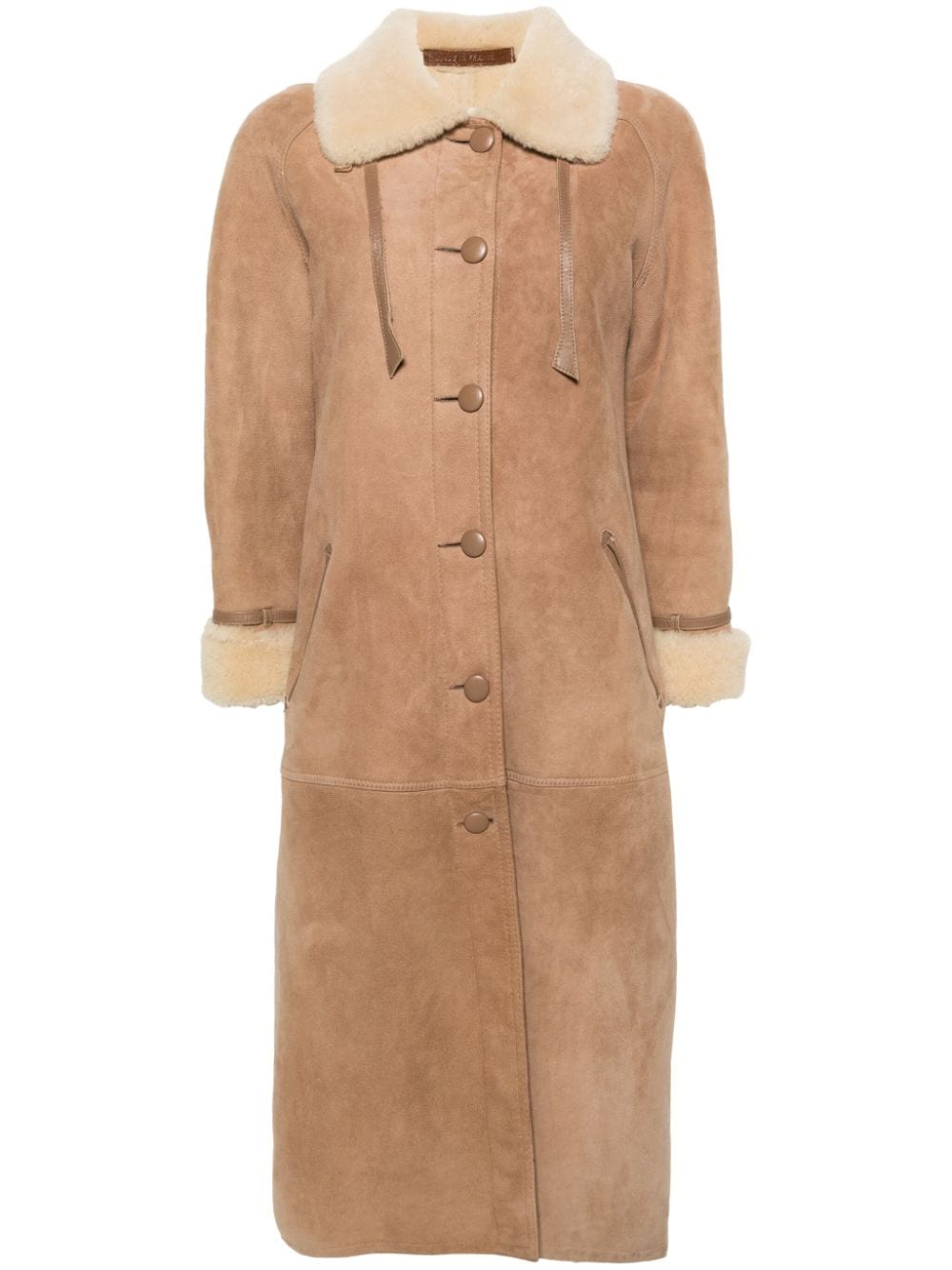 Pre-owned A.n.g.e.l.o. Vintage Cult 1970s Shearling Maxi Coat In 中性色