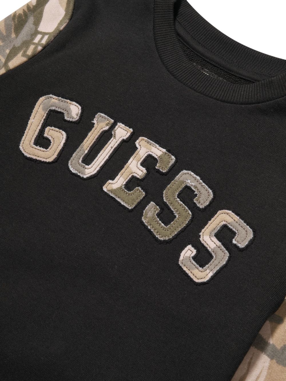 Shop Guess Logo-appliqué Cotton Sweatshirt In Black
