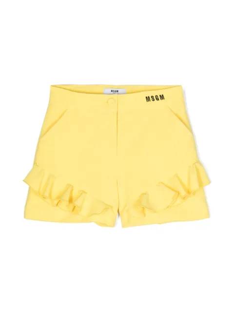 MSGM Kids ruffle-detail embroidered-logo shorts