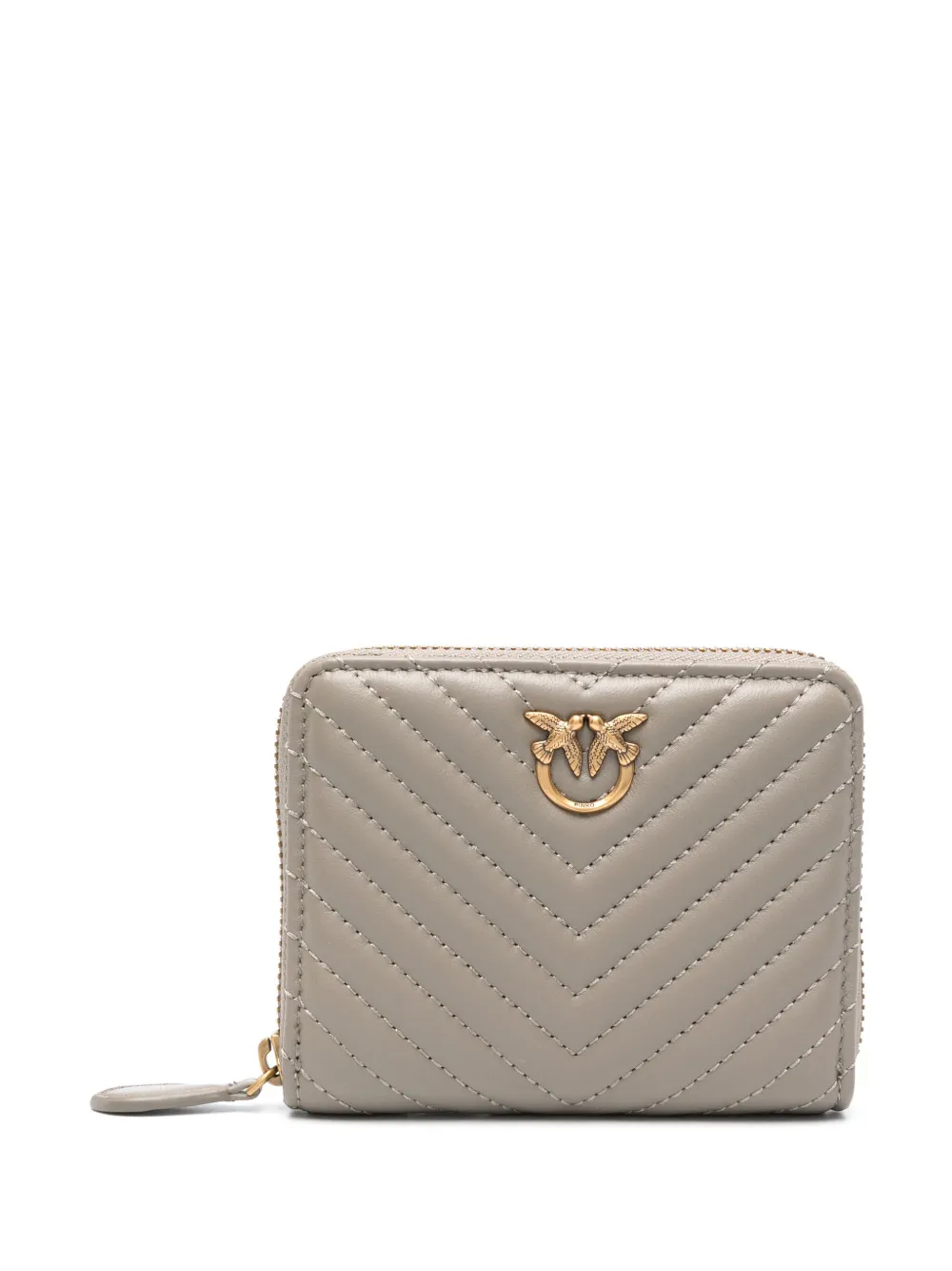 Pinko Chevron-quilted Leather Wallet In Neutrals