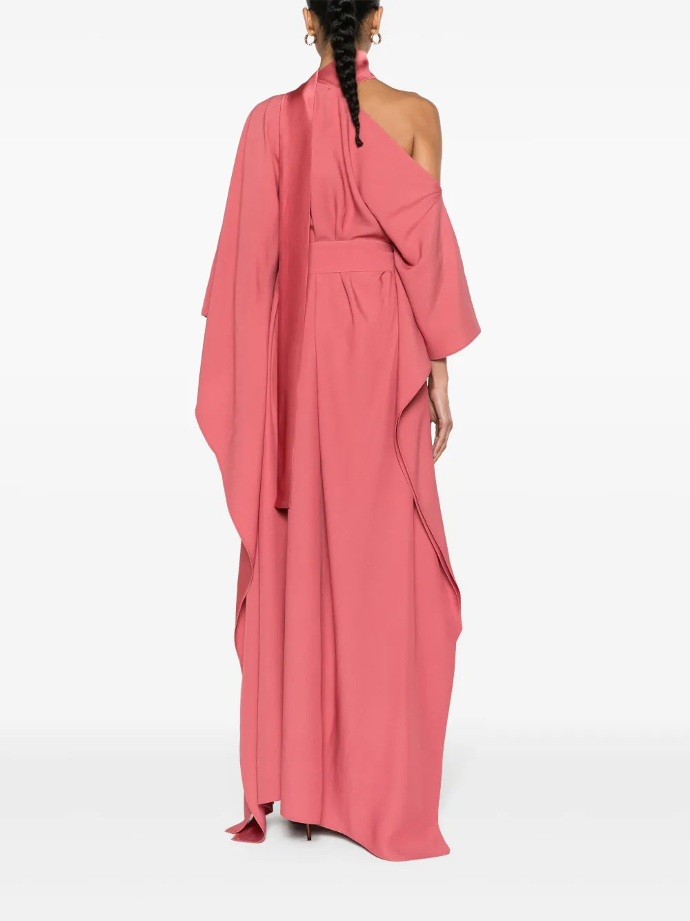 Taller Marmo Taylor Belted Crepe Kaftan In Pink