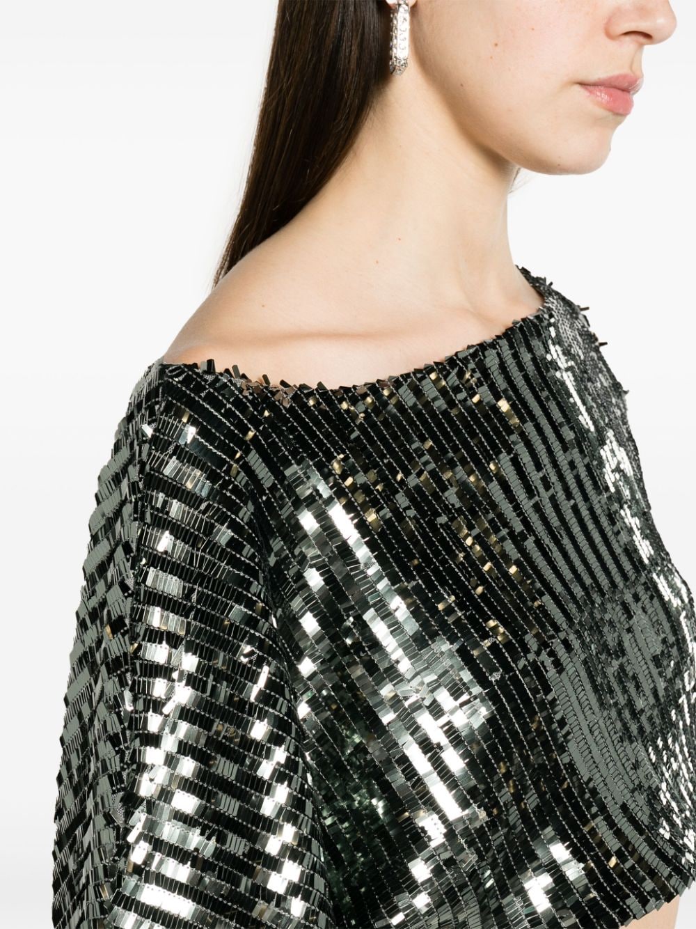 Shop Taller Marmo Sequinned Asymmetric Top In 银色