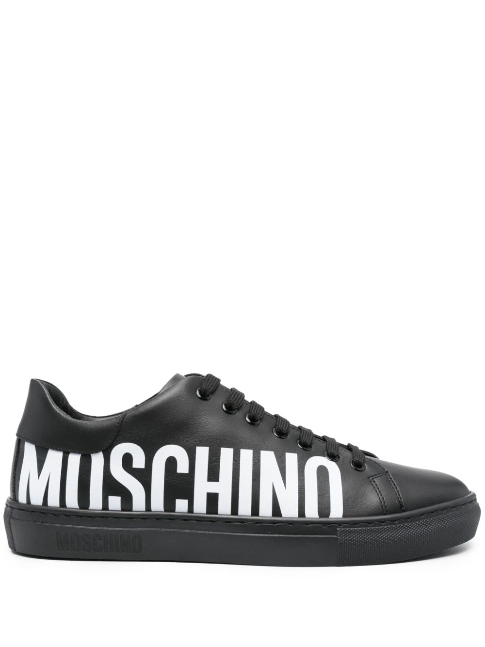 Moschino logo-print Leather Sneakers - Farfetch