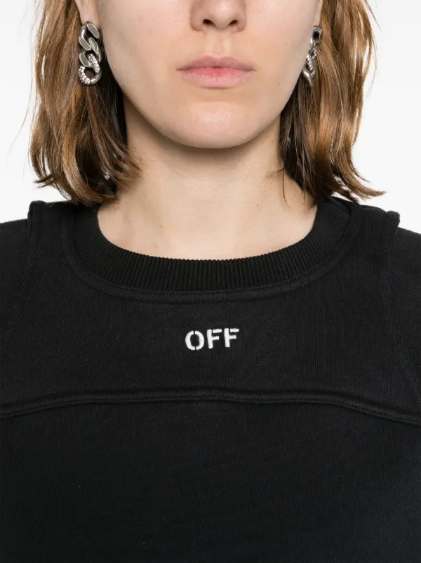 Off-White ブラック クロップドスウェット