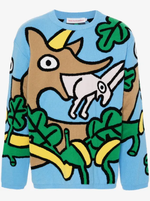 Walter Van Beirendonck Wisdom intarsia-knit wool jumper