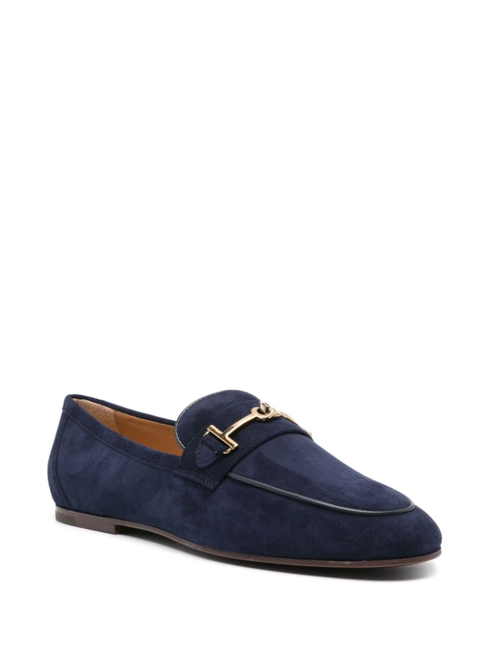 Shop Tod's Logo-plaque Leather Loafers In Blau