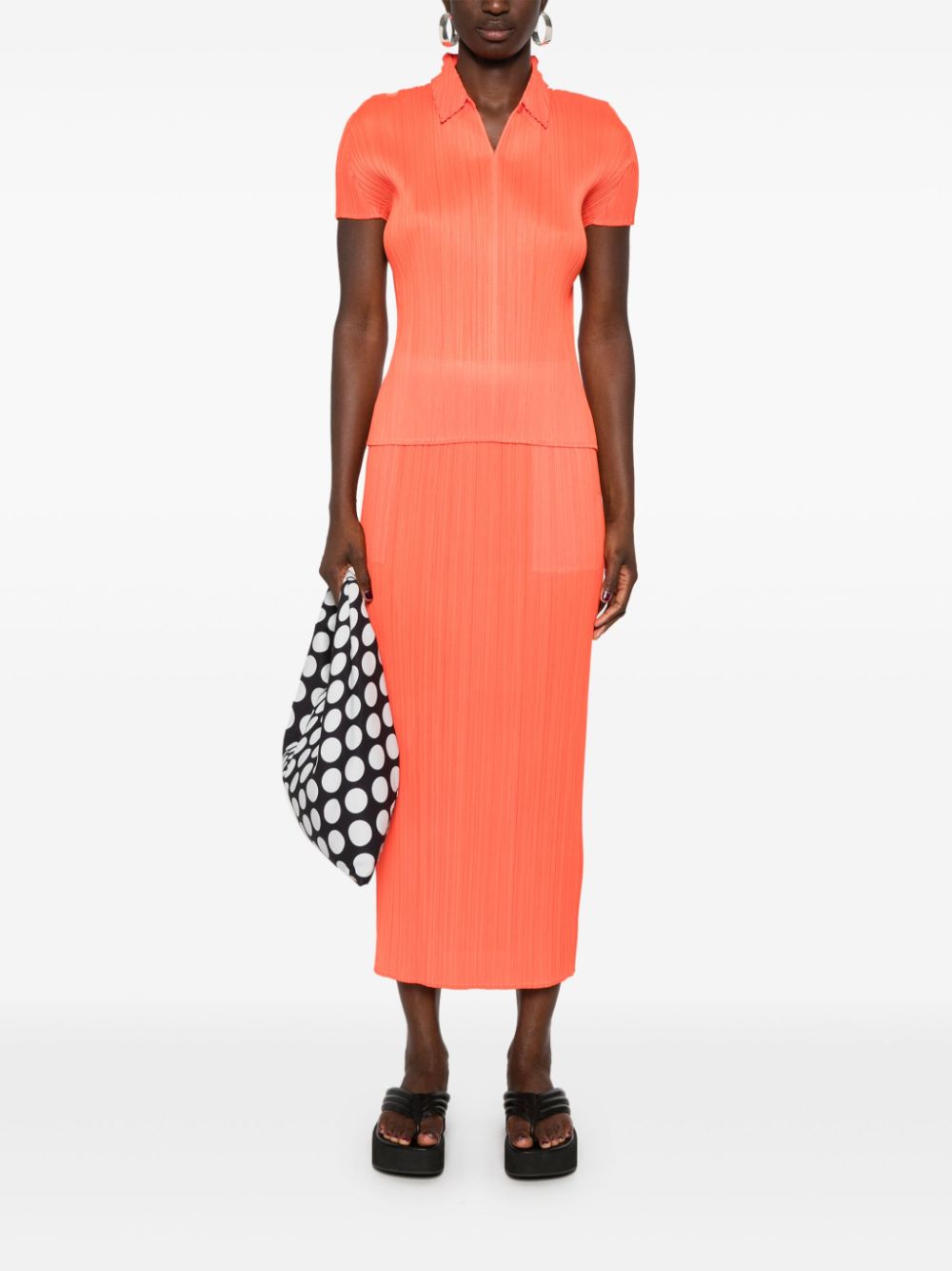 Pleats Please Issey Miyake Monthly Colors: April top - Oranje