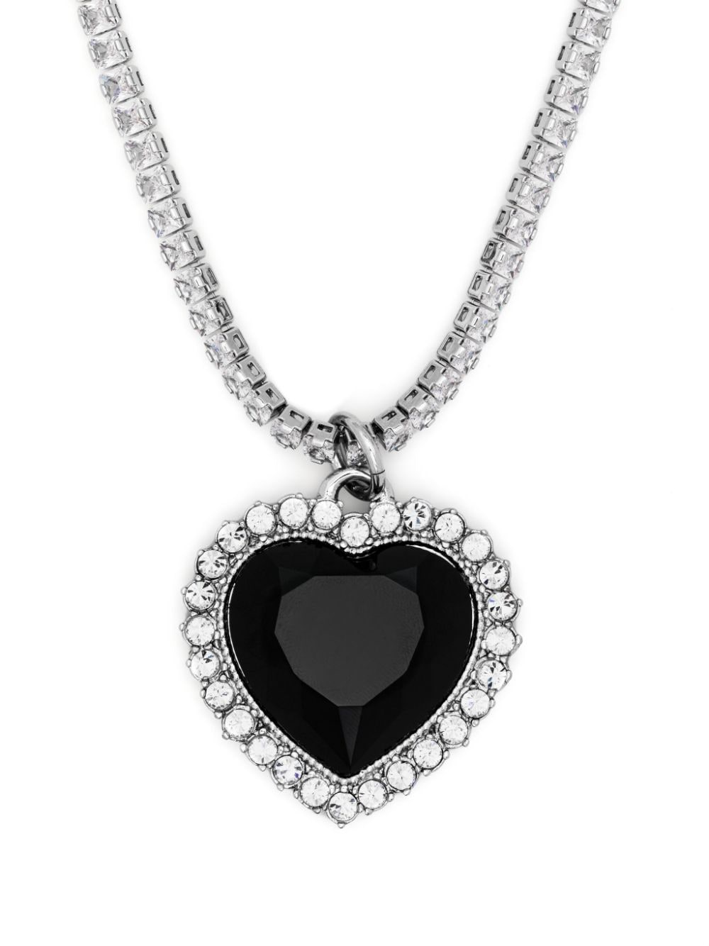 Vetements Heart-pendant Crystal-embellished Necklace In Silver