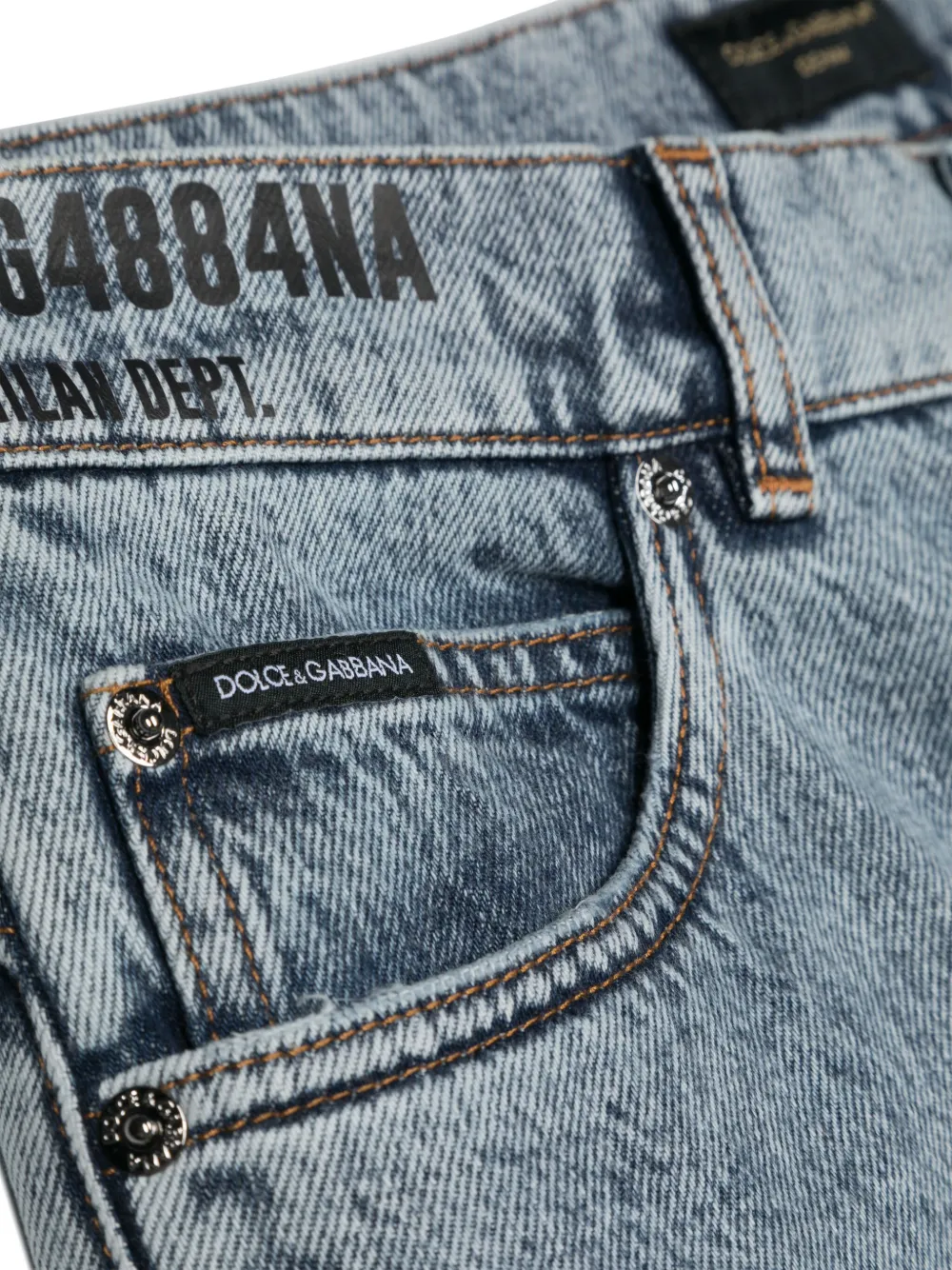 Dolce & Gabbana Dgvib3 Slogan-print High-waisted Jeans In Blue