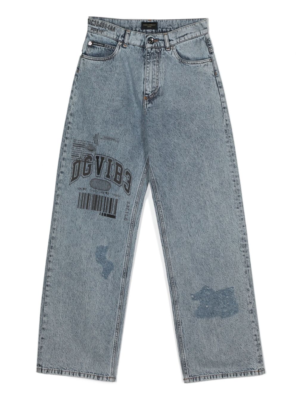 Dolce & Gabbana DGVIB3 slogan-print high-waisted jeans - Blue