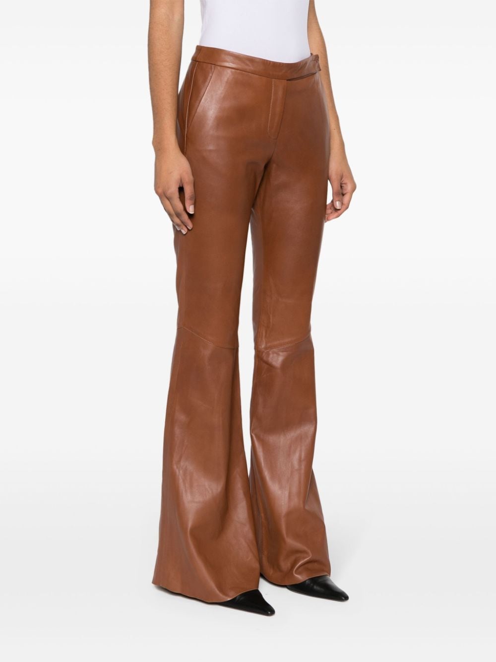 Shop Dorothee Schumacher Sleek Statement Leather Trousers In Brown