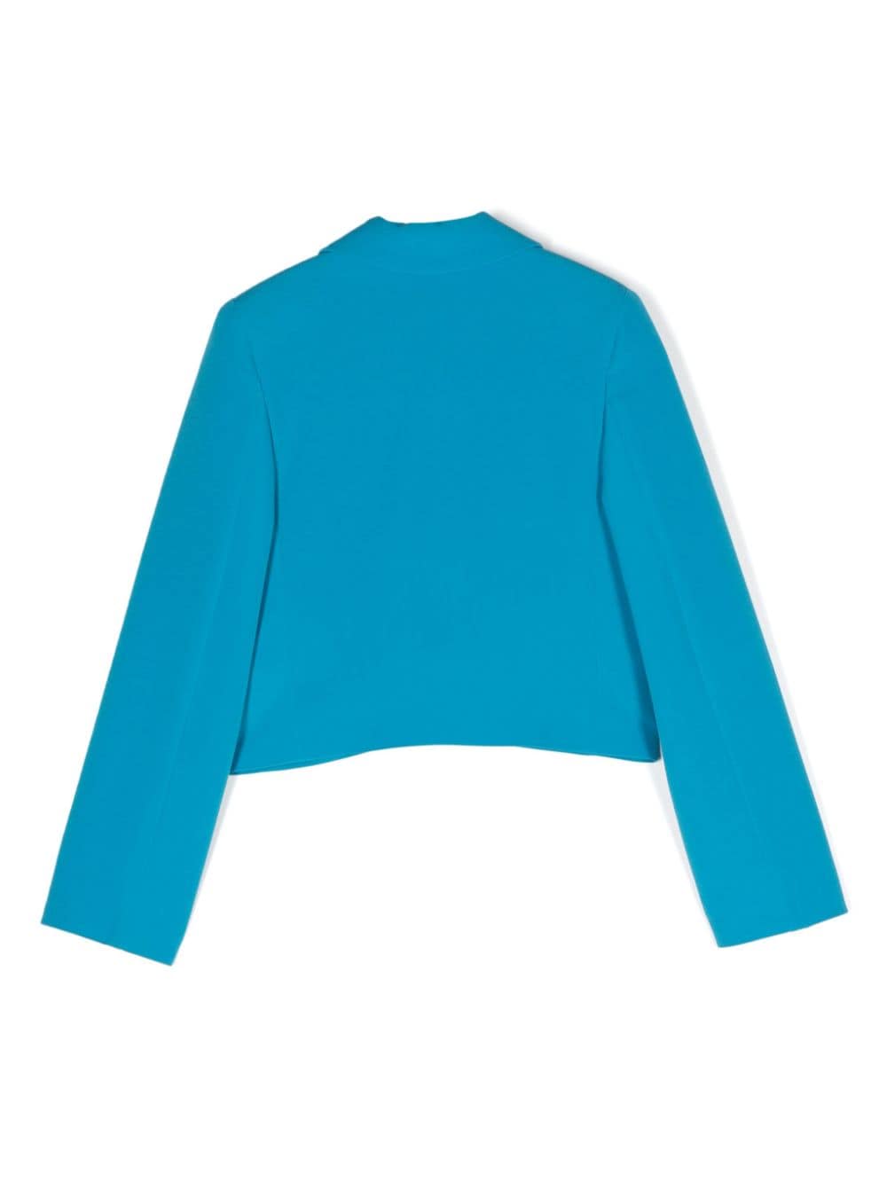 Shop Msgm Embroidered-logo Blazer In Blue