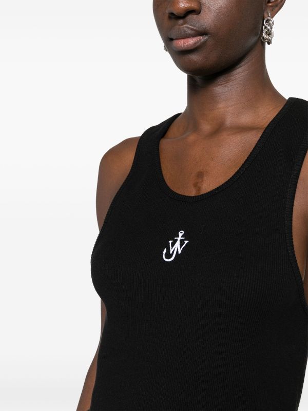 JW Anderson: Black Embroidered Tank Top