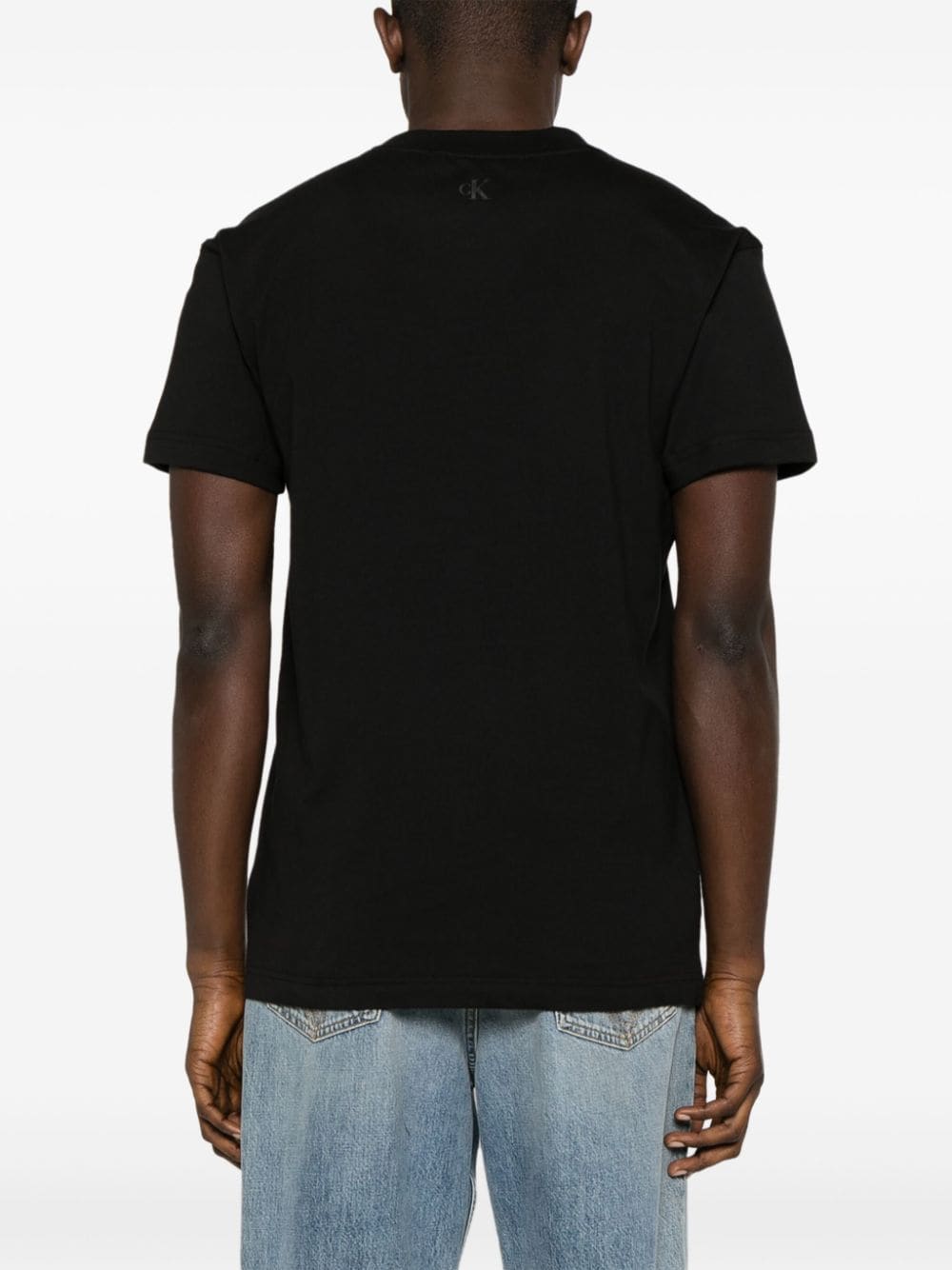Shop Calvin Klein Logo-print Cotton Blend T-shirt In Black