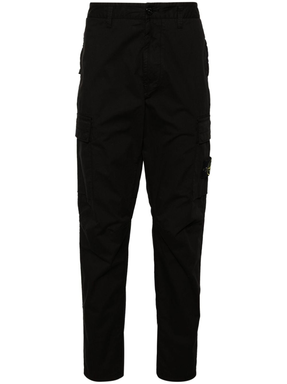 Stone Island Compass-badge Tapered-leg Cargo Trousers In Grey
