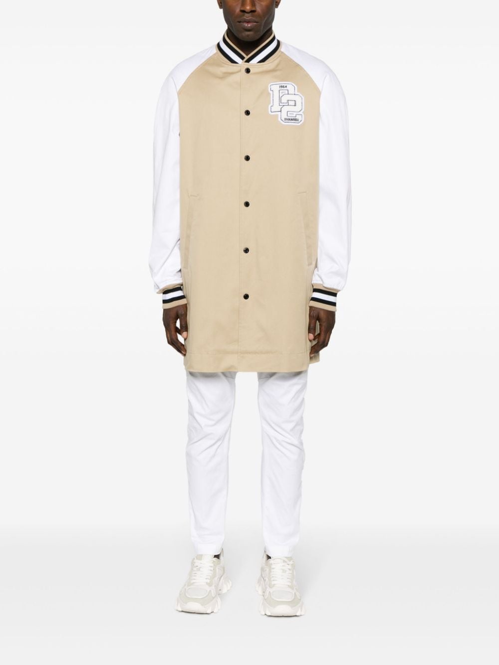 Shop Dsquared2 Logo-patch Mid-length Coat In Neutrals