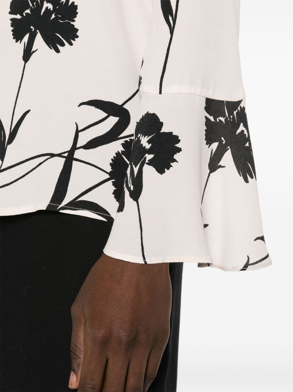 Shop Twinset Floral-print Cady Shirt In Neutrals