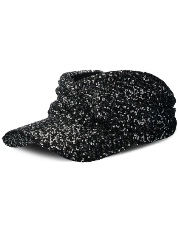 【絶品】 Michel Maison Nicky ブラック | サンバイザー スパンコール 帽子